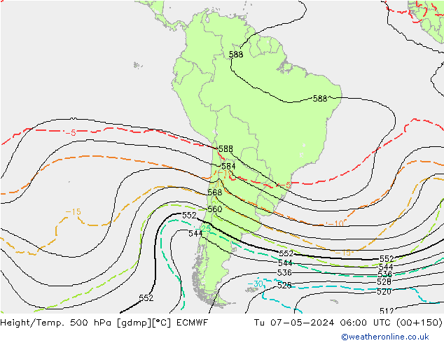 Height/Temp. 500 hPa ECMWF Tu 07.05.2024 06 UTC