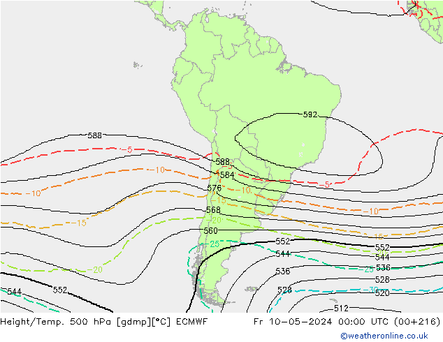 Geop./Temp. 500 hPa ECMWF vie 10.05.2024 00 UTC