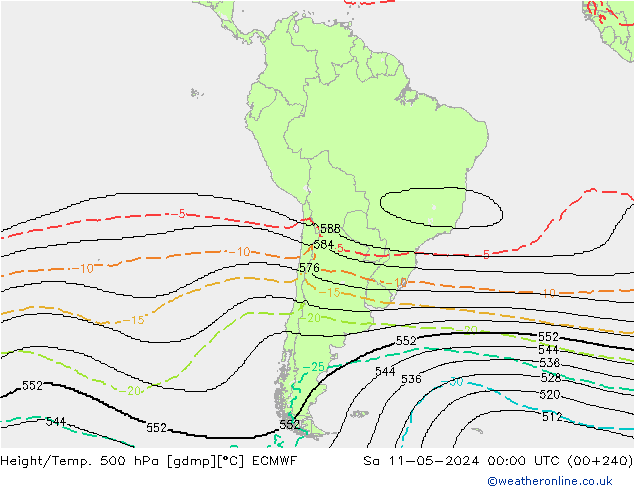 Hoogte/Temp. 500 hPa ECMWF za 11.05.2024 00 UTC