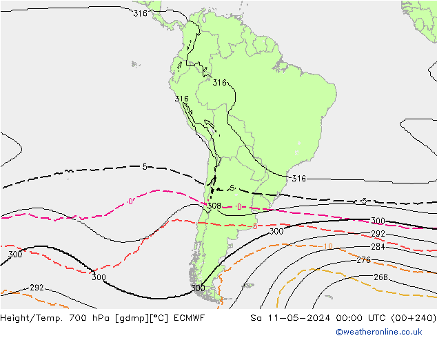 Géop./Temp. 700 hPa ECMWF sam 11.05.2024 00 UTC