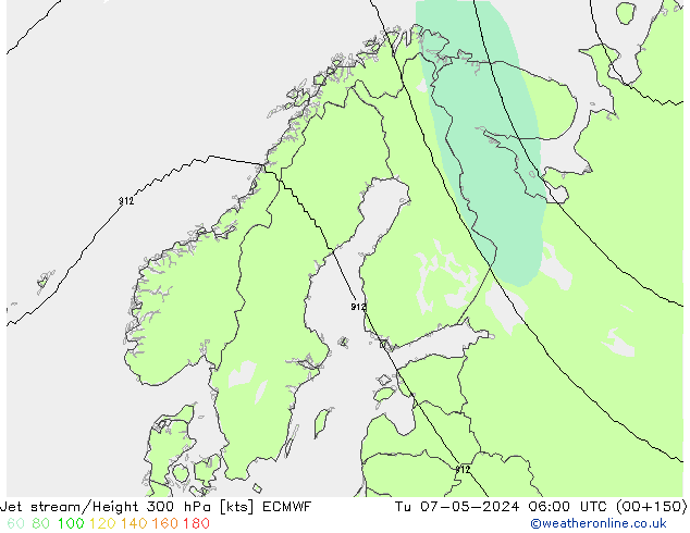 Straalstroom ECMWF di 07.05.2024 06 UTC