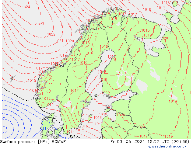 Pressione al suolo ECMWF ven 03.05.2024 18 UTC