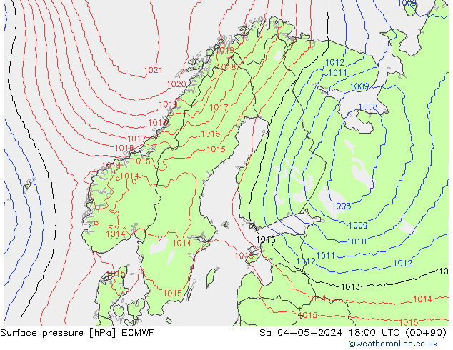 Surface pressure ECMWF Sa 04.05.2024 18 UTC