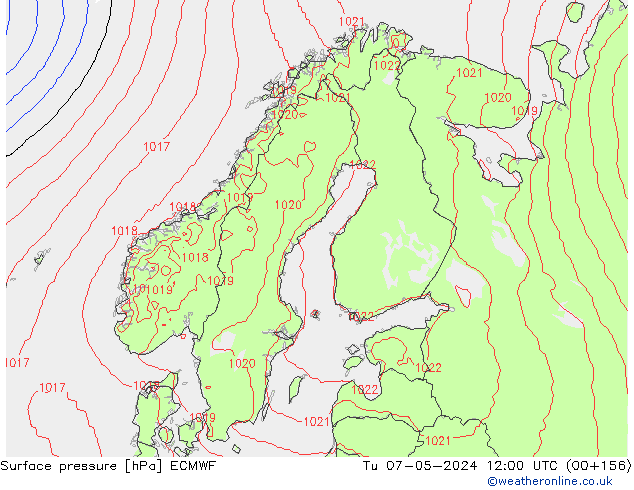 pressão do solo ECMWF Ter 07.05.2024 12 UTC