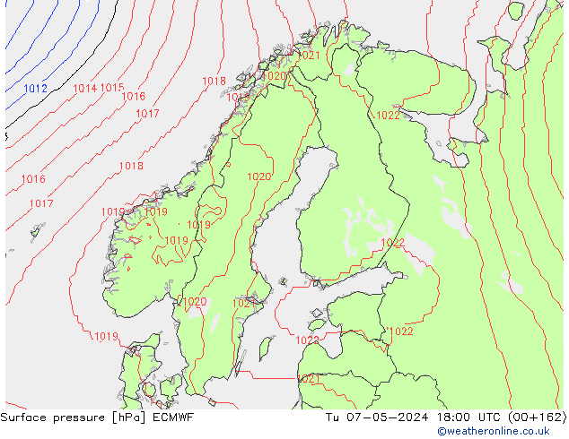 приземное давление ECMWF вт 07.05.2024 18 UTC