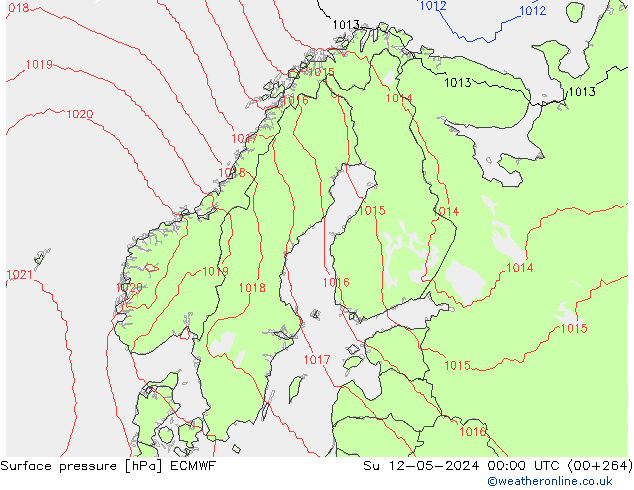 Surface pressure ECMWF Su 12.05.2024 00 UTC