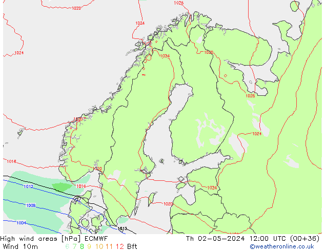 High wind areas ECMWF jue 02.05.2024 12 UTC