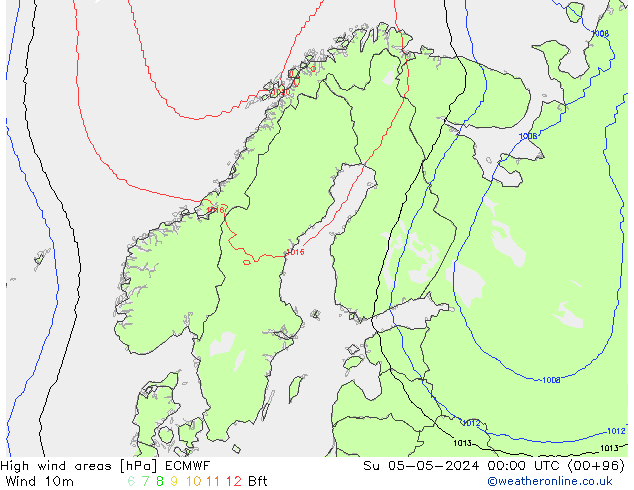 yüksek rüzgarlı alanlar ECMWF Paz 05.05.2024 00 UTC