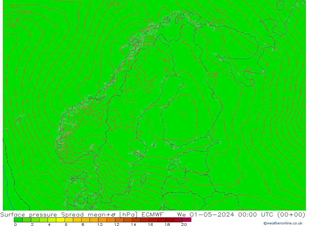 Bodendruck Spread ECMWF Mi 01.05.2024 00 UTC