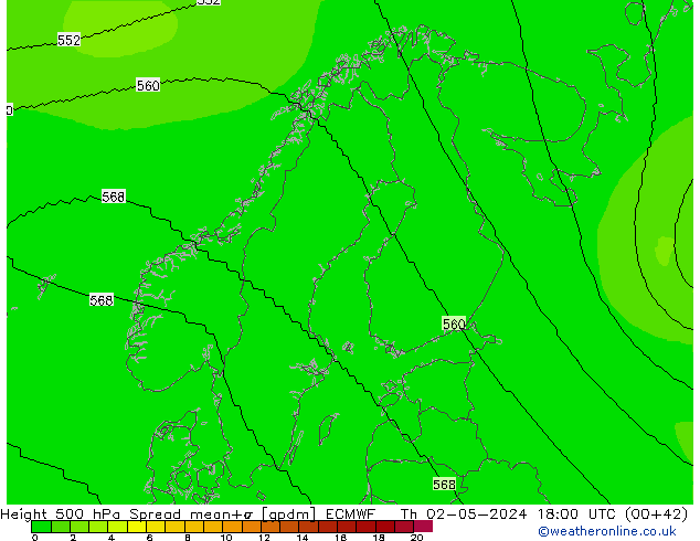 Géop. 500 hPa Spread ECMWF jeu 02.05.2024 18 UTC