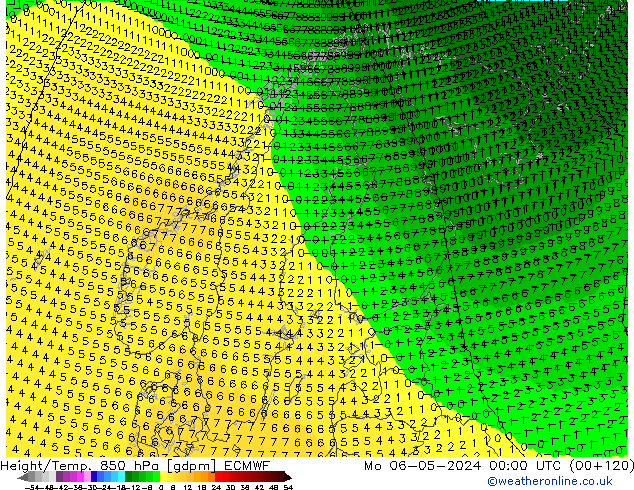 Height/Temp. 850 hPa ECMWF Mo 06.05.2024 00 UTC