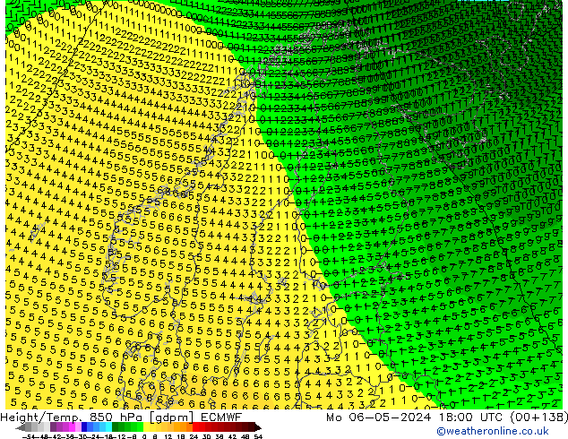 Height/Temp. 850 hPa ECMWF  06.05.2024 18 UTC