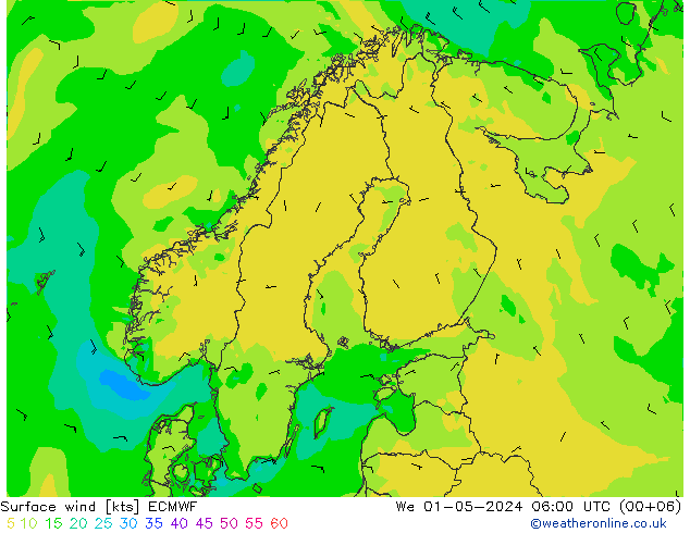 Bodenwind ECMWF Mi 01.05.2024 06 UTC