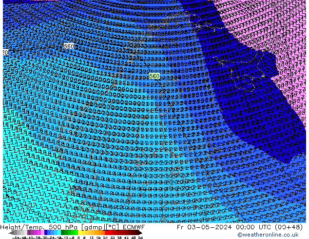 Geop./Temp. 500 hPa ECMWF vie 03.05.2024 00 UTC