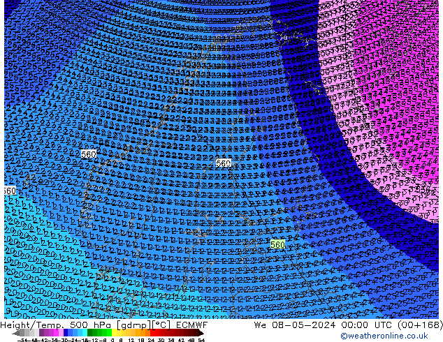 Height/Temp. 500 hPa ECMWF We 08.05.2024 00 UTC