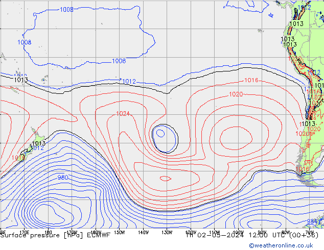 Pressione al suolo ECMWF gio 02.05.2024 12 UTC