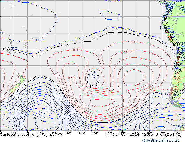 Atmosférický tlak ECMWF Čt 02.05.2024 18 UTC