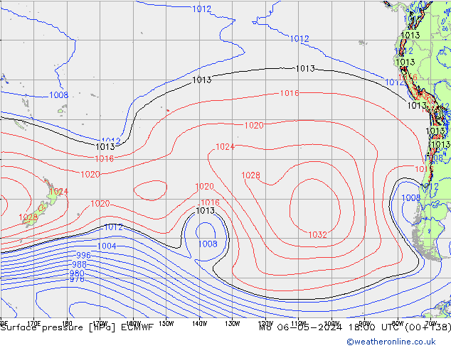 Atmosférický tlak ECMWF Po 06.05.2024 18 UTC