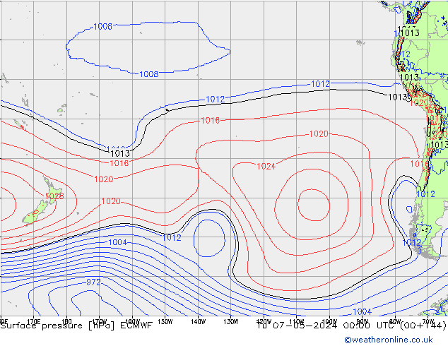 pressão do solo ECMWF Ter 07.05.2024 00 UTC