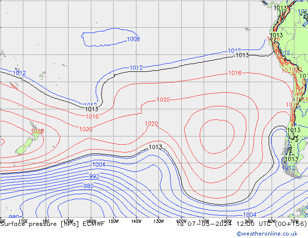 Surface pressure ECMWF Tu 07.05.2024 12 UTC