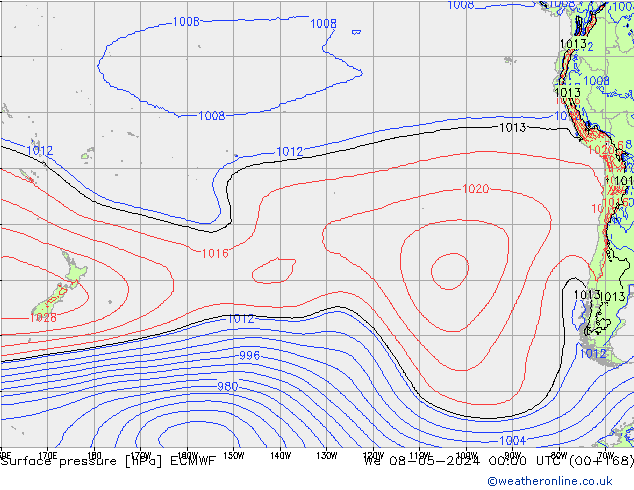 Pressione al suolo ECMWF mer 08.05.2024 00 UTC