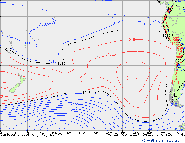 pressão do solo ECMWF Qua 08.05.2024 06 UTC