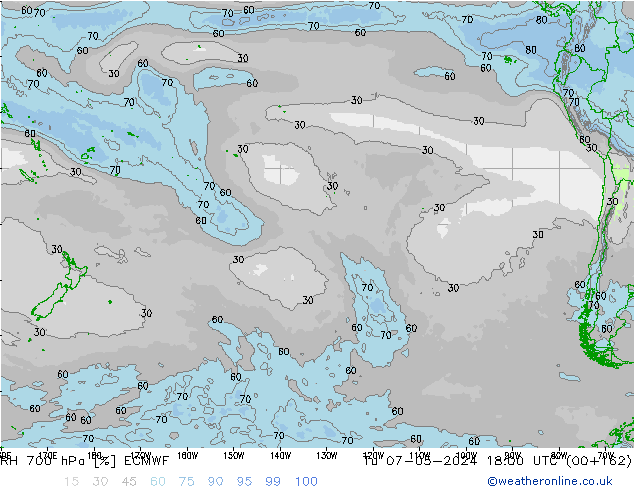 RH 700 hPa ECMWF Tu 07.05.2024 18 UTC