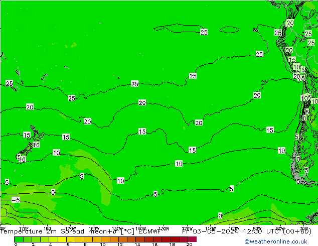 Temperature 2m Spread ECMWF Fr 03.05.2024 12 UTC