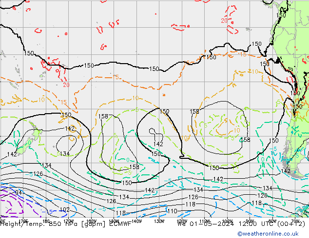 Height/Temp. 850 гПа ECMWF ср 01.05.2024 12 UTC