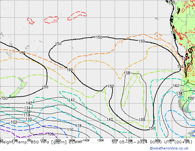 Height/Temp. 850 hPa ECMWF nie. 05.05.2024 00 UTC