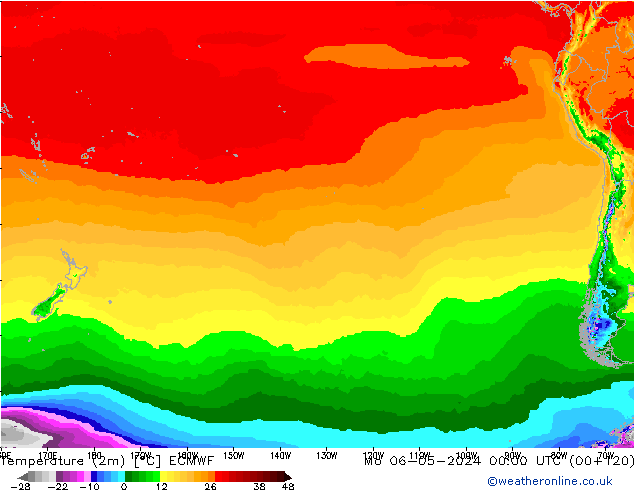 Temperaturkarte (2m) ECMWF Mo 06.05.2024 00 UTC