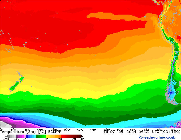 Temperature (2m) ECMWF Út 07.05.2024 06 UTC