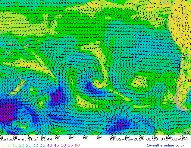 Viento 10 m ECMWF jue 02.05.2024 00 UTC