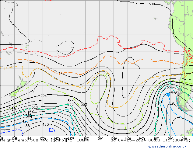 Hoogte/Temp. 500 hPa ECMWF za 04.05.2024 00 UTC