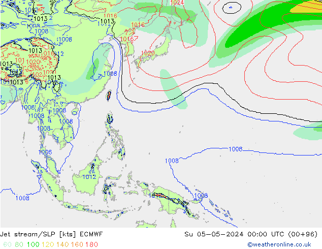 Jet stream/SLP ECMWF Su 05.05.2024 00 UTC