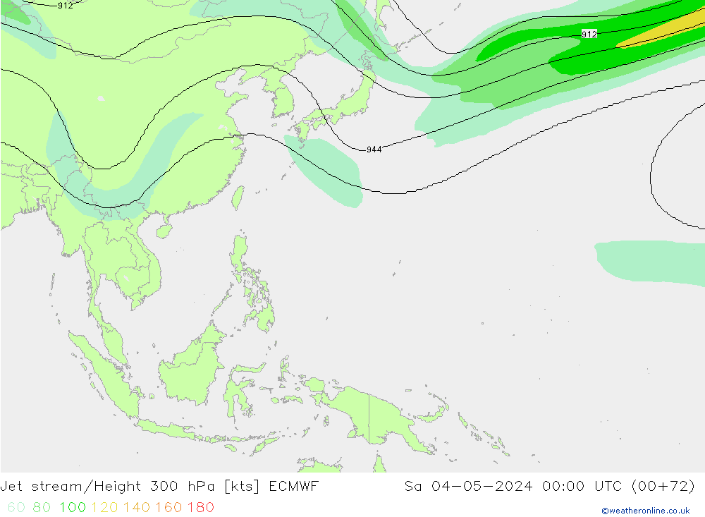 Jet stream/Height 300 hPa ECMWF Sa 04.05.2024 00 UTC