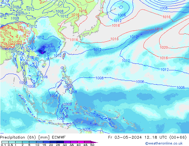 Precipitation (6h) ECMWF Fr 03.05.2024 18 UTC