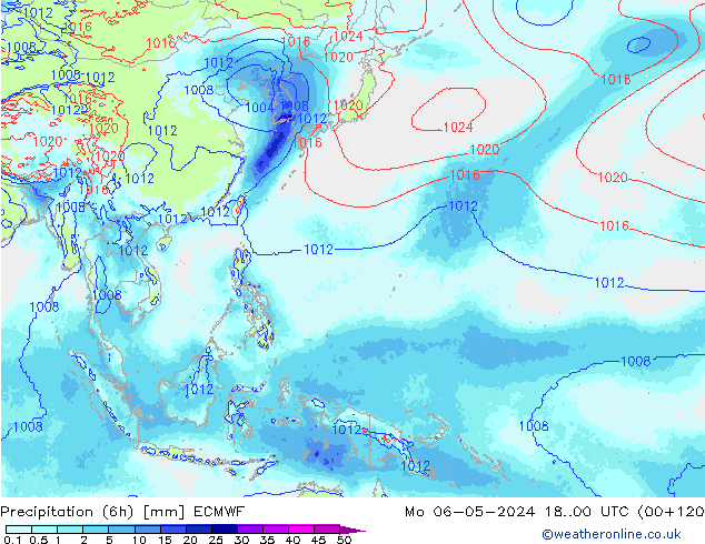 Precipitação (6h) ECMWF Seg 06.05.2024 00 UTC