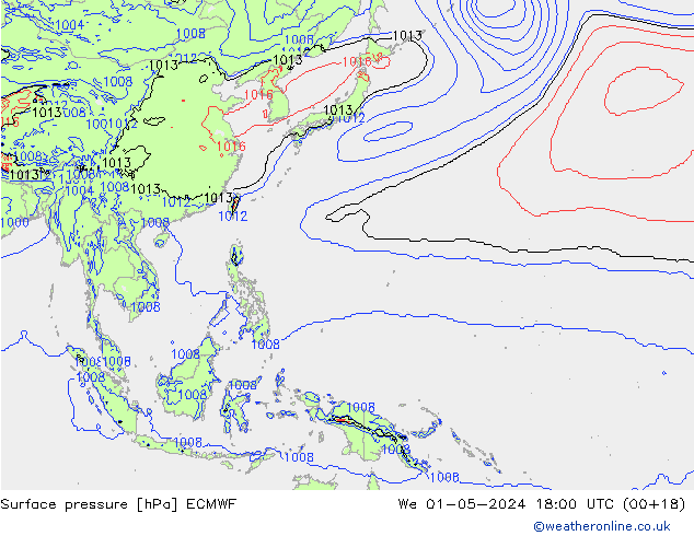 Pressione al suolo ECMWF mer 01.05.2024 18 UTC