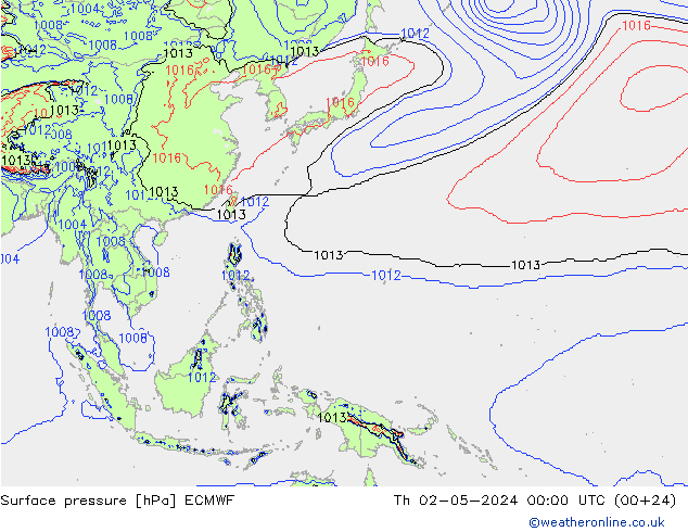 Surface pressure ECMWF Th 02.05.2024 00 UTC