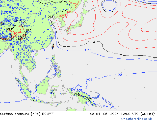 Atmosférický tlak ECMWF So 04.05.2024 12 UTC