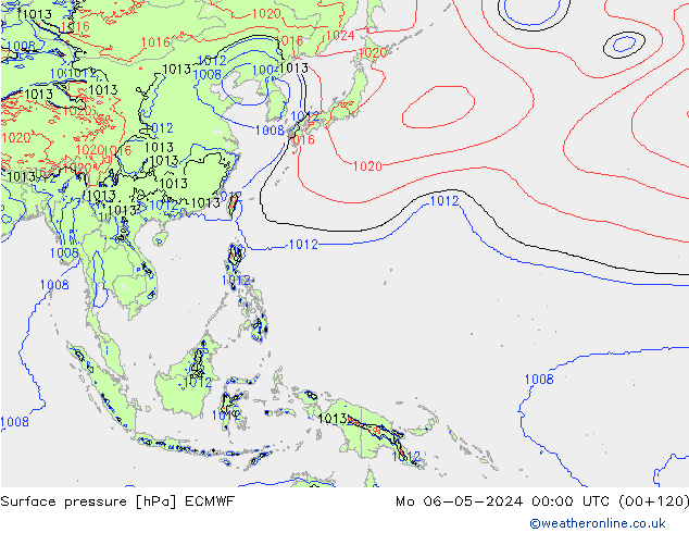 pressão do solo ECMWF Seg 06.05.2024 00 UTC