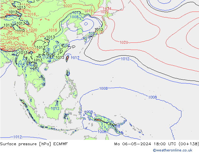 Surface pressure ECMWF Mo 06.05.2024 18 UTC