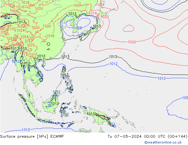 Luchtdruk (Grond) ECMWF di 07.05.2024 00 UTC