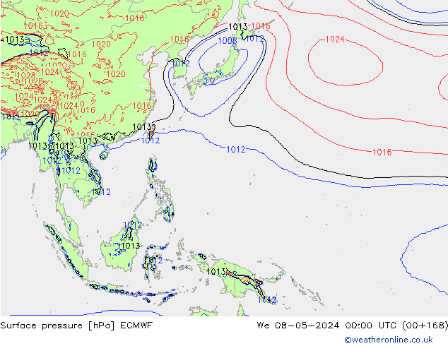 Luchtdruk (Grond) ECMWF wo 08.05.2024 00 UTC