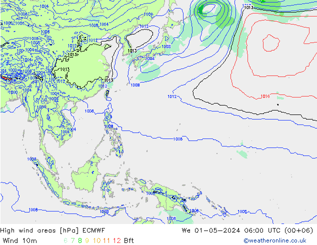 High wind areas ECMWF  01.05.2024 06 UTC