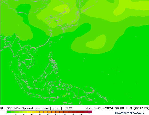 RH 700 hPa Spread ECMWF Seg 06.05.2024 06 UTC