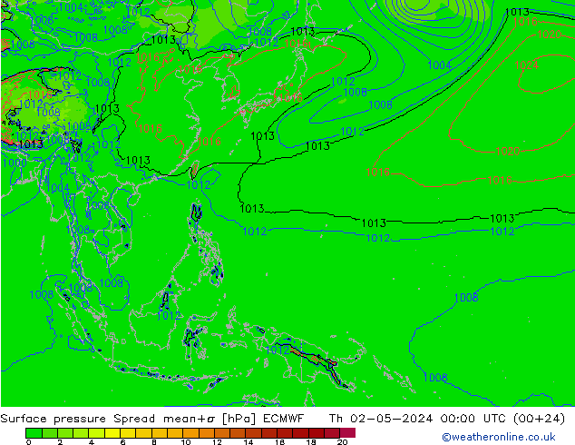 Yer basıncı Spread ECMWF Per 02.05.2024 00 UTC