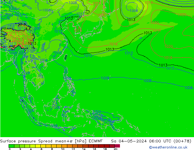 Luchtdruk op zeeniveau Spread ECMWF za 04.05.2024 06 UTC