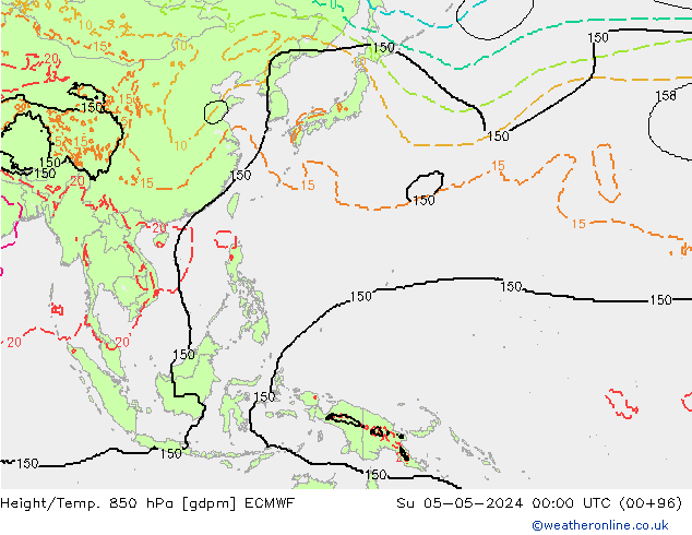 Height/Temp. 850 hPa ECMWF Ne 05.05.2024 00 UTC